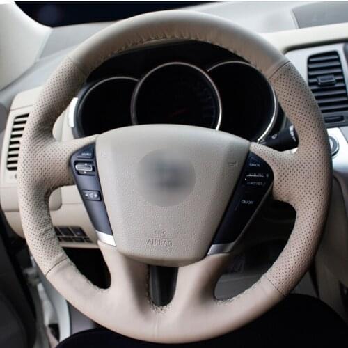 Handsewing Black Artificial Leather Steering Wheel Covers for Nissan Teana 2008-2012 Murano 2009-2014