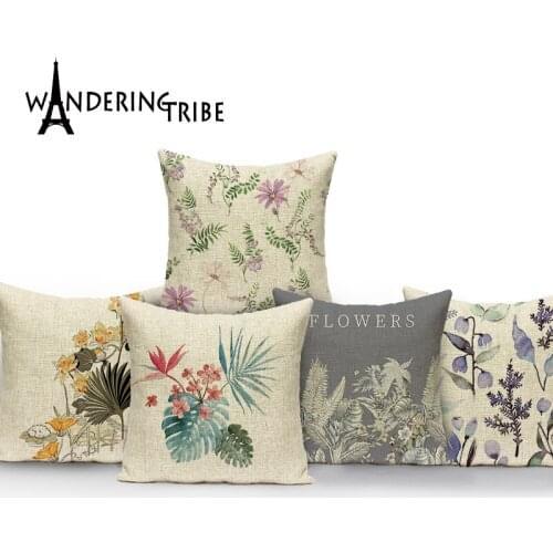 Vegetation Style Cushion Covers Home Decoration Pilow Case Flowers Pattern Sofa Cushions Lotus Printing Cushion Cover 45*45cm
