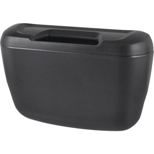 Black Plastic Vehicle Auto Goods Car Trash Bin Garbage Box w Hook