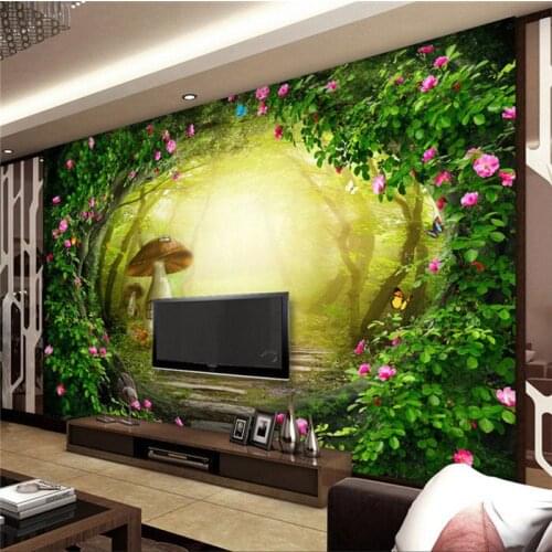 Flower Vine Mushroom House Forest Living Room Background Decor Large Custom Wall Mural Non-woven Fabric Wallpaper For Walls Roll