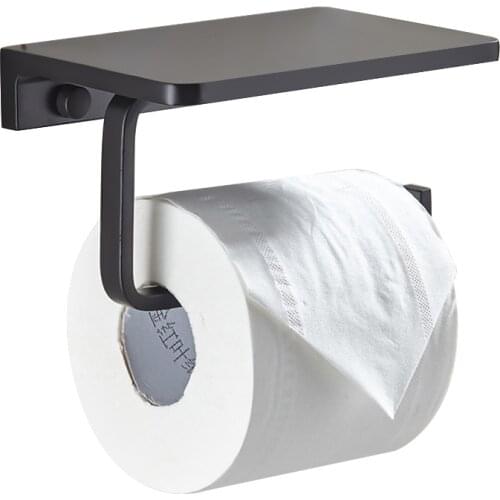 Space Aluminum Black Toilet Paper Holder Bathroom Toilet Roll Holder For Roll Paper Towel Square Bathroom Accessories
