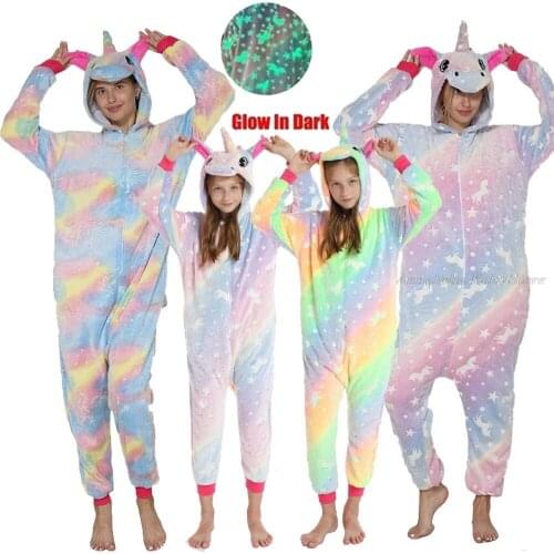 Baby Kids Unicorn Pajamas Family Matching Outfits Kigurumi Anime Onesie Boys Girls Pyjama Men Women Couple Clothes Family Look