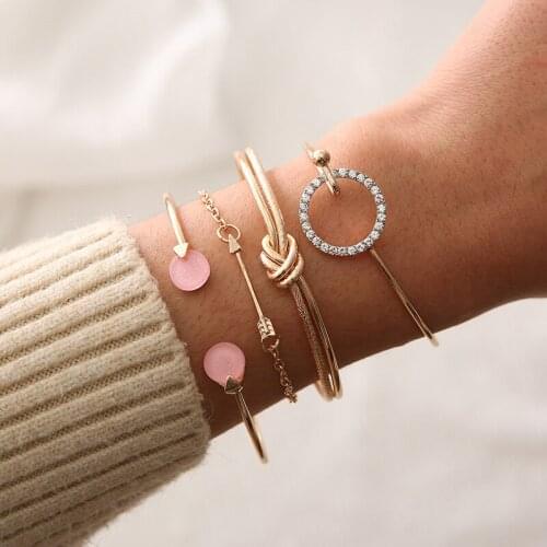 European and American simple female personality knotted ring circle arrow bracelet four-piece set bracelet for women present
