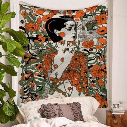 Hippie decor tapestry wall hanging home decoration boheme women flower wall blanket