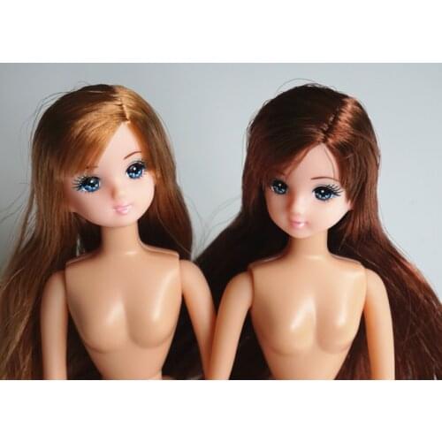 Long Hair Licca Doll Heads Short Long Curve Hair Soft Gold Black Yellow Hair Doll Heads Boy Girl Doll Parts DIY Accessories Toy