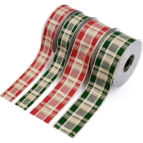 2m/lot Glitter Grid Stain Grosgrain Ribbon for Wedding Party Decorations Card Bouquet Gifts Wrapping Ribbons