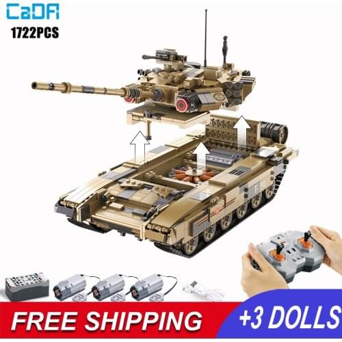 CaDA T90 Army Tank Constructions on Model Remote Control Building Blocks sets sConstruction Educational Diy Toys for Children