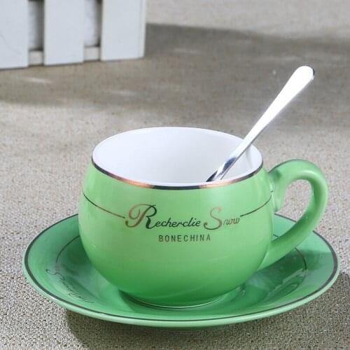 Fashionable and Cute Boutique Coffee Cup, Western Bone China Ceramic with Spoon 1 Set 160MLCup and Saucer