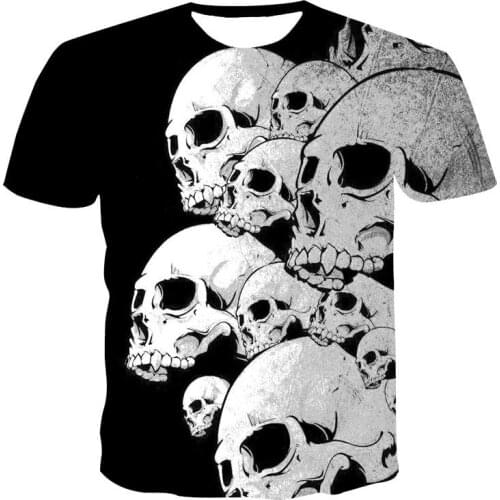 2020 latest mens and womens T-shirt 3D printing hip hop style Skull Pattern 3D printing 3D printing quick drying T-shirt