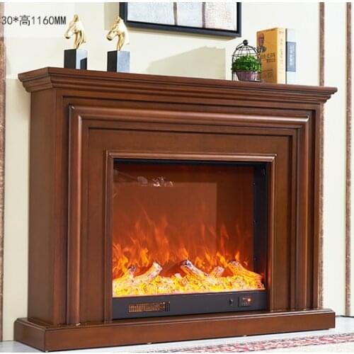 European Style Fireplace set Wooden Mantel W160cm Electric Insert Firebox Living Room Heater LED Optical Artificial Flame Eng