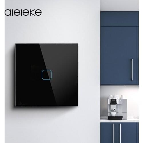 5.49$ Wall Light Touch Switch EU Standard Luxury White Crystal Glass Switch 1 Gang 1 Way Touch Switch 110-250V