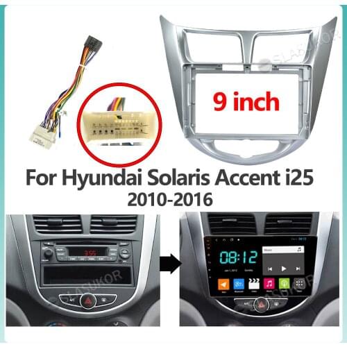 For Hyundai Solaris Accent Verna 2010-2016 9 Inch 2din Dvd Fascia Stereo Panel Dash Mount Installation Cable Canbus Car Frame