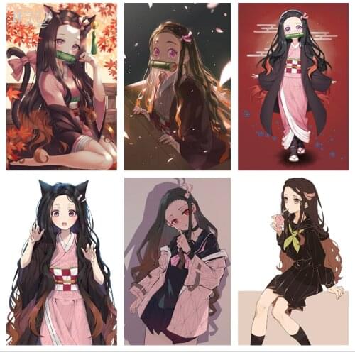 Anime Posters Demon Slayer Poster Kamen Nidouzi Wall Poster Canvas Painting Wall Decor Wall Art Photos for Childrens Room Decor