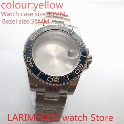 Suitable for NH35 NH36 Miyota 8215 40mm sapphire glass and 904L stainless steel case sealed bottom cover,rotating bezel sea blue