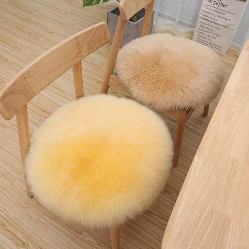 Top original Fur Wool cushion round cute plush thicker coffee chair meditation floor cushions chair seat car seat sofa handmade