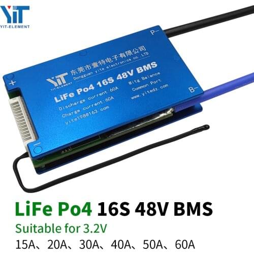 16S 48V 3.2V lithium battery protection board temperature equalization overcurrent protection BMS PCB 15A 20A 30A 40A 50A 60A