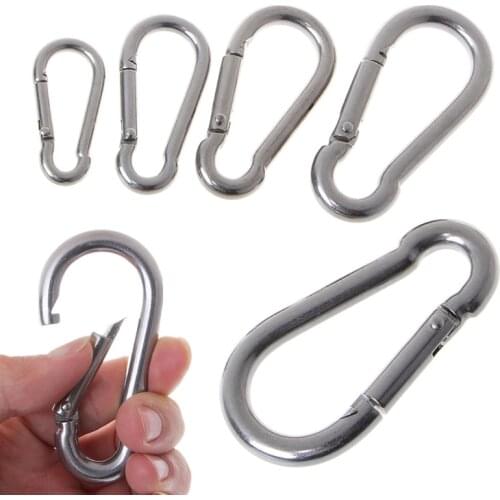 304 Stainless Steel Spring Carabiner Snap Hook Keychain Quick Link Lock Buckle