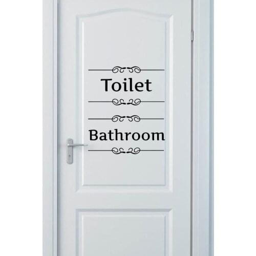 Drop Shipping Vintage Wall Sticker Bathroom Decor Toilet Door Vinyl Decal Transfer Vintage Decoration Quote Wall Art