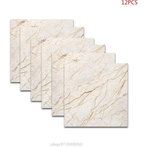 12pcs Marble Self Adhesive PVC Ceramic Tile Sticker Waterproof Wall Stickers Kitchen Home Decor J07 21 Dropshipping