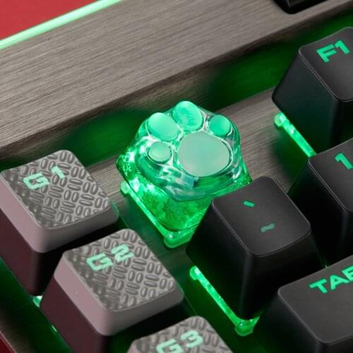 Cute 3D Snow Cat Paw Design Resin Keycaps For Cherry Mx Switch Mechanical Keyboard Green Pink White Transparent Backlit Key Caps