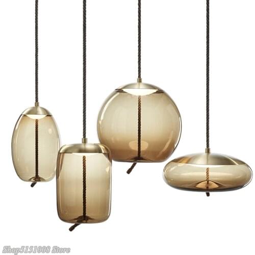Scandinavian Post-modern Pendant Lights Home Decorative Rope Glass Pendant Lamp Bedside Study Kitchen Restaurant Bar Lighting