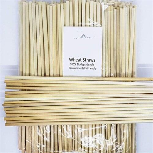 Natural Wheat Straw Environmentally Friendly Straw Kitchen Bar Accessories Reusable Portable Drinking Straws 100PCS / Pack 20CM