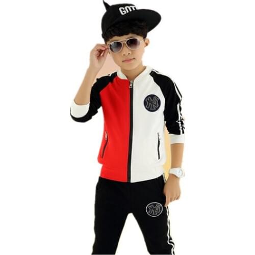 Free shipping boys and girls sports suit long-sleeved Hooded patchwork zipper kids jacket boys clothes