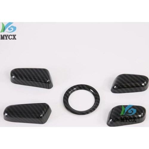 NOW For Hyundai Tucson 2019 2020Car Styling ABS Carbon Fiber Interior Car Seat Adjustment Cover Trim 5pcs Accessories
