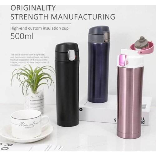 Coffee Body Cup 304 Stainless Steel Thermos Cup Thermo Cup Woman Button Empty Cover Thermal Bottle For Tea 500ml