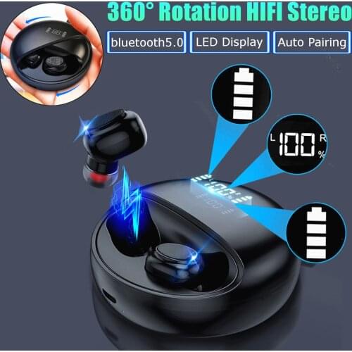 TWS Wireless bluetooth Earphone Waterproof Sport Gaming Headset Noise Earbuds with Mic Charge Box for iPhone Xiaomi