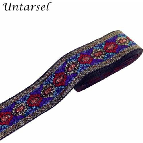 Untarsel 2"(50mm) luxury color binding tape ethnic ribbon webbing trim lace DIY headwear clothes handmade DIY decoration crafts