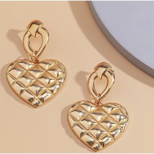 GSOLD Vintage Geometric Metal Irregular Texture Heart Earring Fashion Street Style Temperament Love Drop Earring Women Jewelry