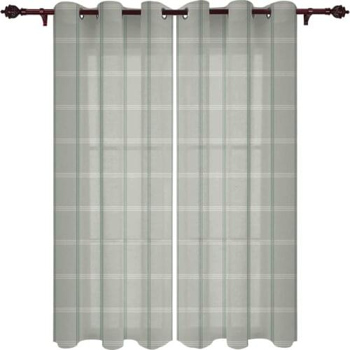 French Window Curtains Simple Check Pattern Gray Living Dining Room Kids Bedroom Modern Luxury Home Decor Curtains