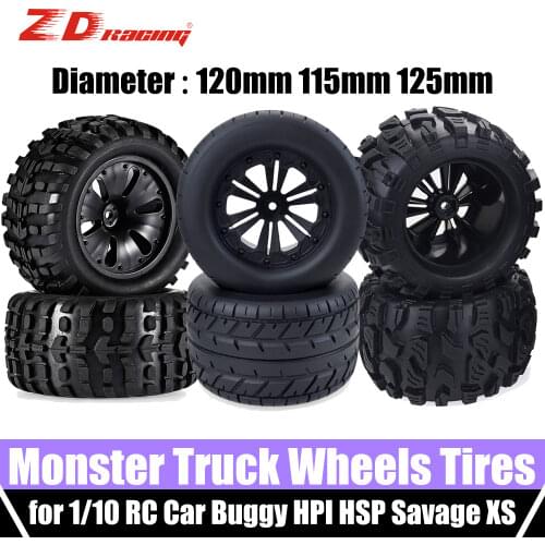 SURPASS HOBBY 4PCS Tyre Wheel 115mm 120mm 125mm Big Foot Monster Truck Tires Wheels Buggy for 1/10 RC Car Drift Crawler Racing
