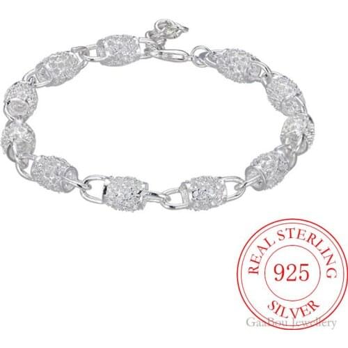 Fashion 925 Sterling Silver Woman Cuff Bracelet Hollow Retro Chain Bangle Party Wedding Jewelry Charm Girl Gifts