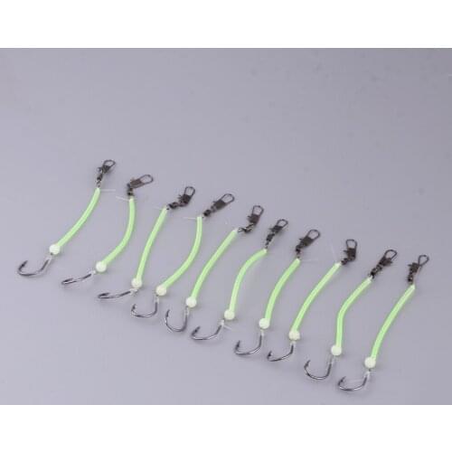 10pcs Sea Fishing Rigs Hooks String Hook with Luminous Tube Glow in Dark Fishing Tackle