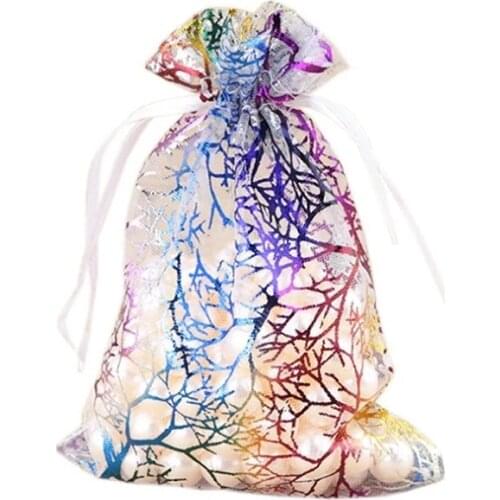 10pcs/lot 7x9cm 9x12cm 13x18cm Colorful Organza Bags Jewelry Packaging Bags Wedding Favor Gift Bags Drawstring Pouches