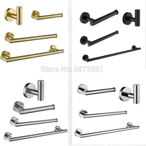 304 stainless steel bathroom towel rack wall hanging sanitary storage rack toilet paper towel rack bathroom pendant set