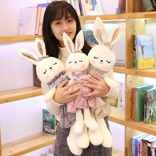 2020kawaii peluche juguetes Cartoon Big Eared Rabbit Plush Toys Dressed Pillow doll Quality animal crossing plush baby room toys