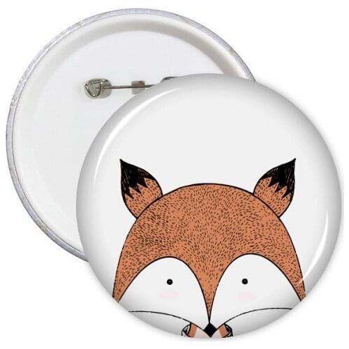 5pcs Simplicity Style Immature Fox Illustration Round Pin Badge Button Clothing Patche Kid Gift Brooche