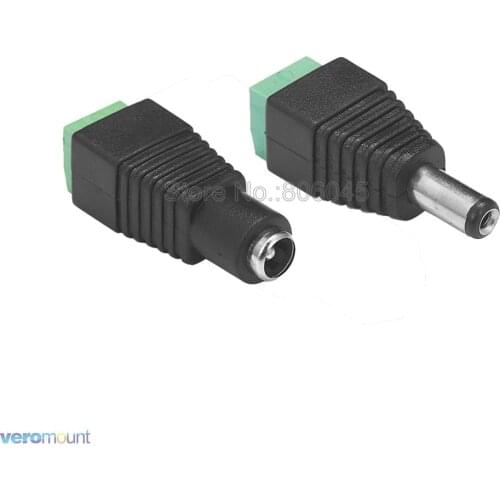 5pcs Female or Male DC Connector 5.5*2.1mm Power Jack Adapter Plug Socket for 12V 24V Single Color LED Strip CCTV Camera