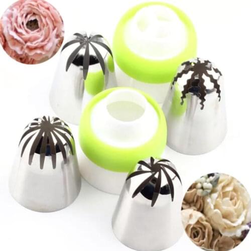 6Pcs/Set Russian Piping Tips Cream Nozzles For Cake Tool Bakery Accessories Flower Piping Pastry Bag Cake Decorating Tools