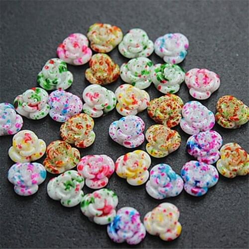 8mm 100pcs Mix Colors Resin Little Flower Flatback Cabochon DIY Nail Tip Decoration/Decorative Craft Making