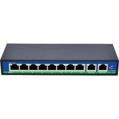 9 Ports 8 PoE Injector 10/100mbps IEEE 802.3af/at Power Over Ethernet PoE Switch without Power Adapter