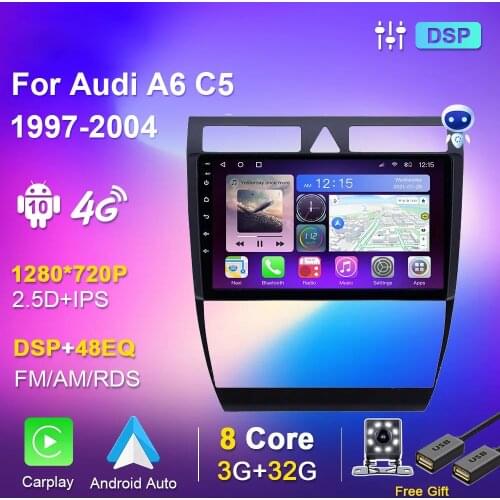 Autoradio For Audi C5 A6 1997-2004 S6 1999-2004 RS6 2002-2006 Car Radio Stereo Multimedia Player Navigation GPS 2 Din Carplay