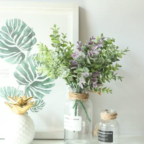 DIY Wedding Home Christmas Decor Artificial Eucalyptus Leaves Green Purple decoration Accessories Faux Plants