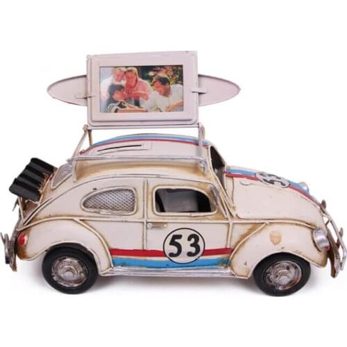 Decorative Metal Car Frame with Piggy Bank -Trinket, Miniature, Gift,Nostalgic, Vintage, Handmade, hand Painted, Quality Durable