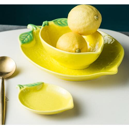 European Lemon Shape Dinner Plate Creative Cute Sauce Dish Ceramic Kitchen Tableware Dessert Breakfast Plate Rice Soup Bowl