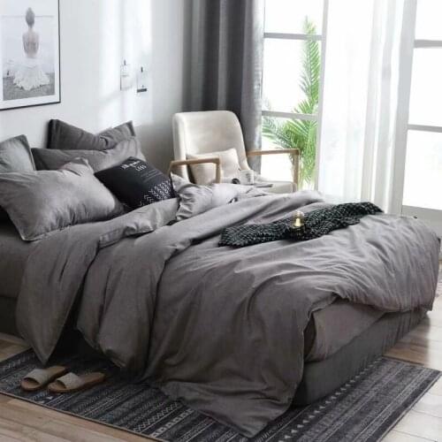 Classic bedding set AB side Solid color bed duvet cover sets bed linens Queen bed set Home textile bedclothes 3-piece set