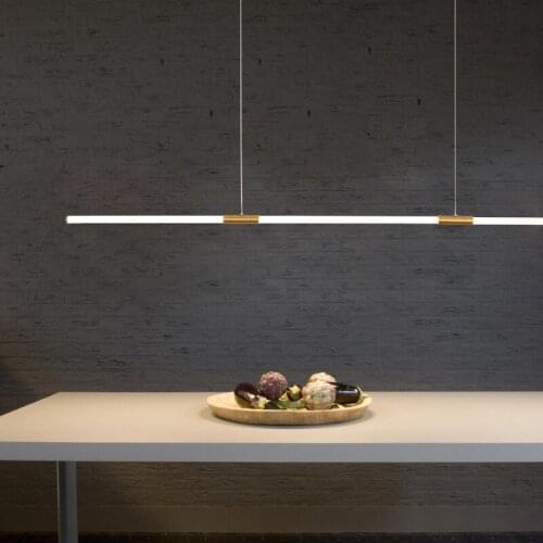 LODOOO Copper plating Modern Led Pendant Lights For Living study Room Acrylic light pipe Led pendant lamps Indoor Hanging Lamps